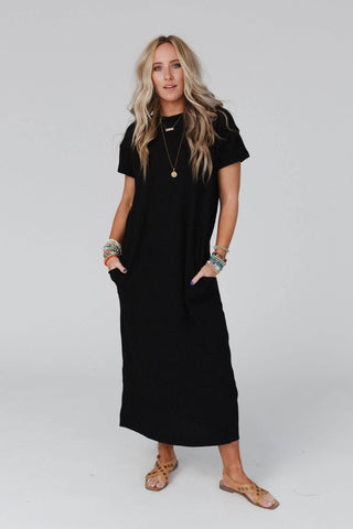 Easy Days Maxi Slit Tee Dress - Wedges And Wide Legs Boutique