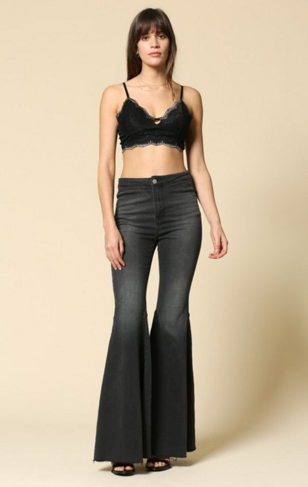 Farrah Flares Black Denim - Wedges And Wide Legs Boutique