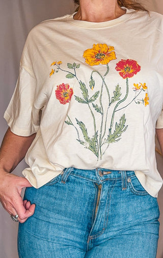Flower Graphic Crop Tee - Wedges And Wide Legs Boutique
