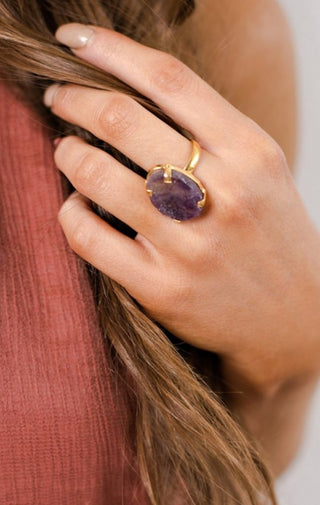 Gold Gemstone Ring - Wedges And Wide Legs Boutique