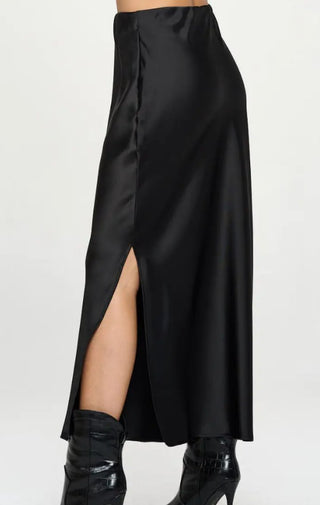 It's A Vibe Satin Maxi Skirt | Black - Wedges And Wide Legs Boutique