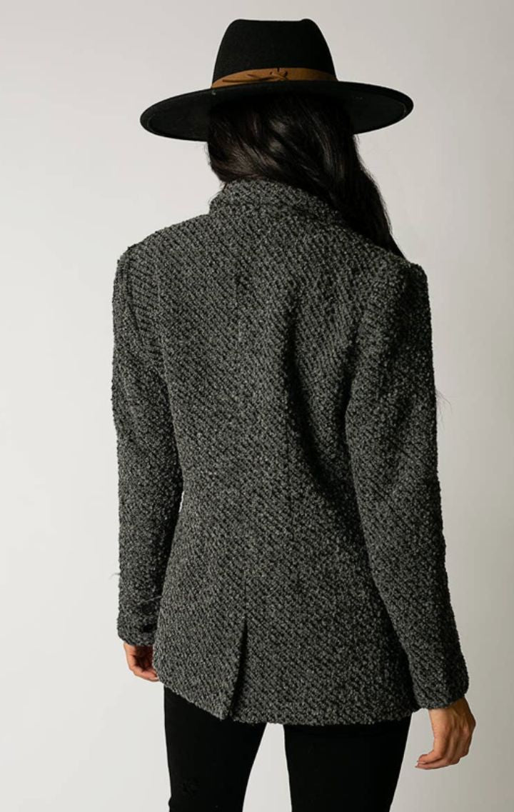 Louve Blazer in Charcoal Black - Wedges And Wide Legs Boutique