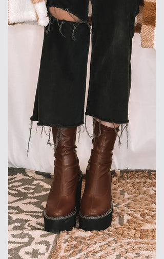 Make A Statement Wedge Boots | Brown - Wedges And Wide Legs Boutique