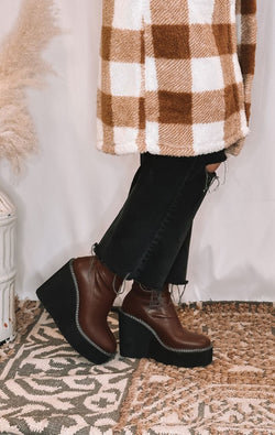 Make A Statement Wedge Boots | Brown - Wedges And Wide Legs Boutique