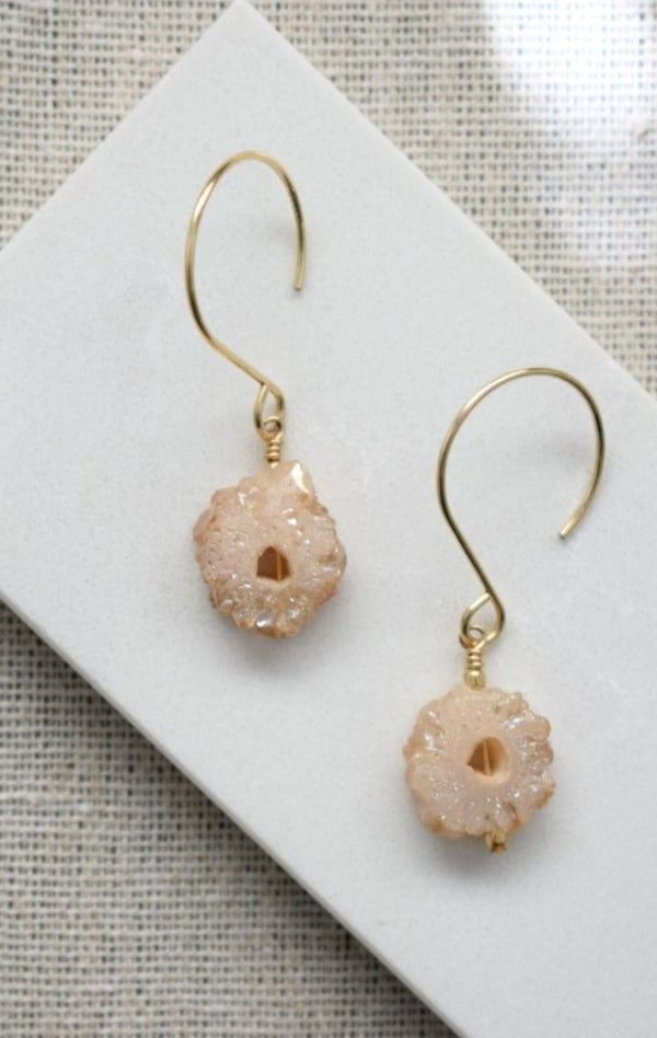 Peach Geode Druzy Earrings - Wedges And Wide Legs Boutique