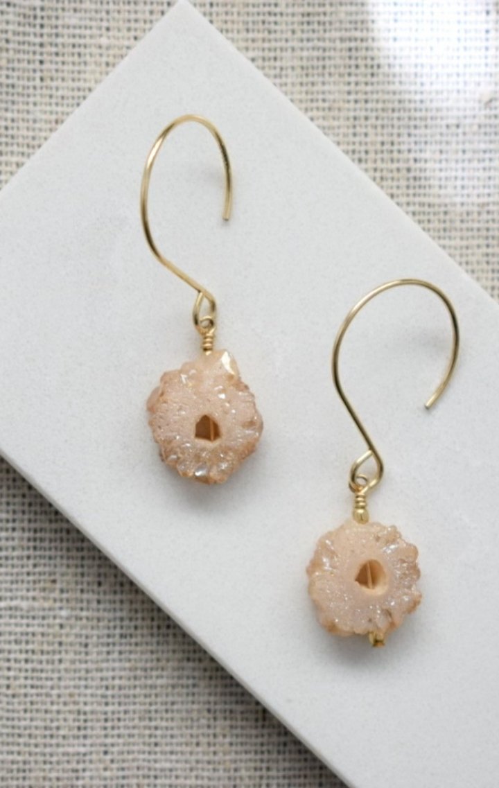 Peach Geode Druzy Earrings - Wedges And Wide Legs Boutique
