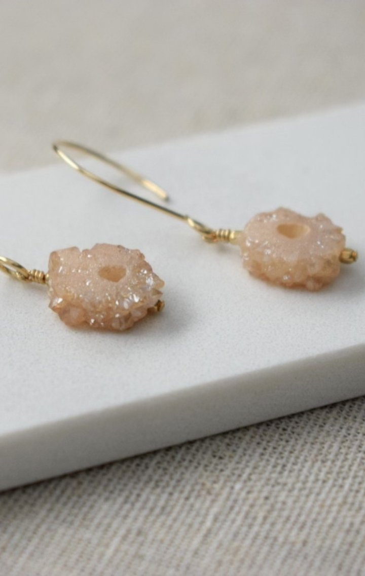 Peach Geode Druzy Earrings - Wedges And Wide Legs Boutique