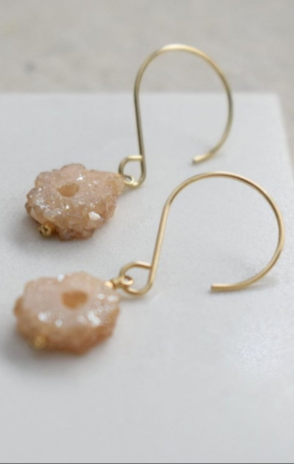 Peach Geode Druzy Earrings - Wedges And Wide Legs Boutique