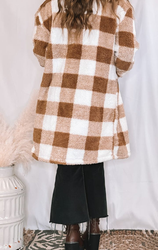 Plaid Sherpa Shacket - Wedges And Wide Legs Boutique
