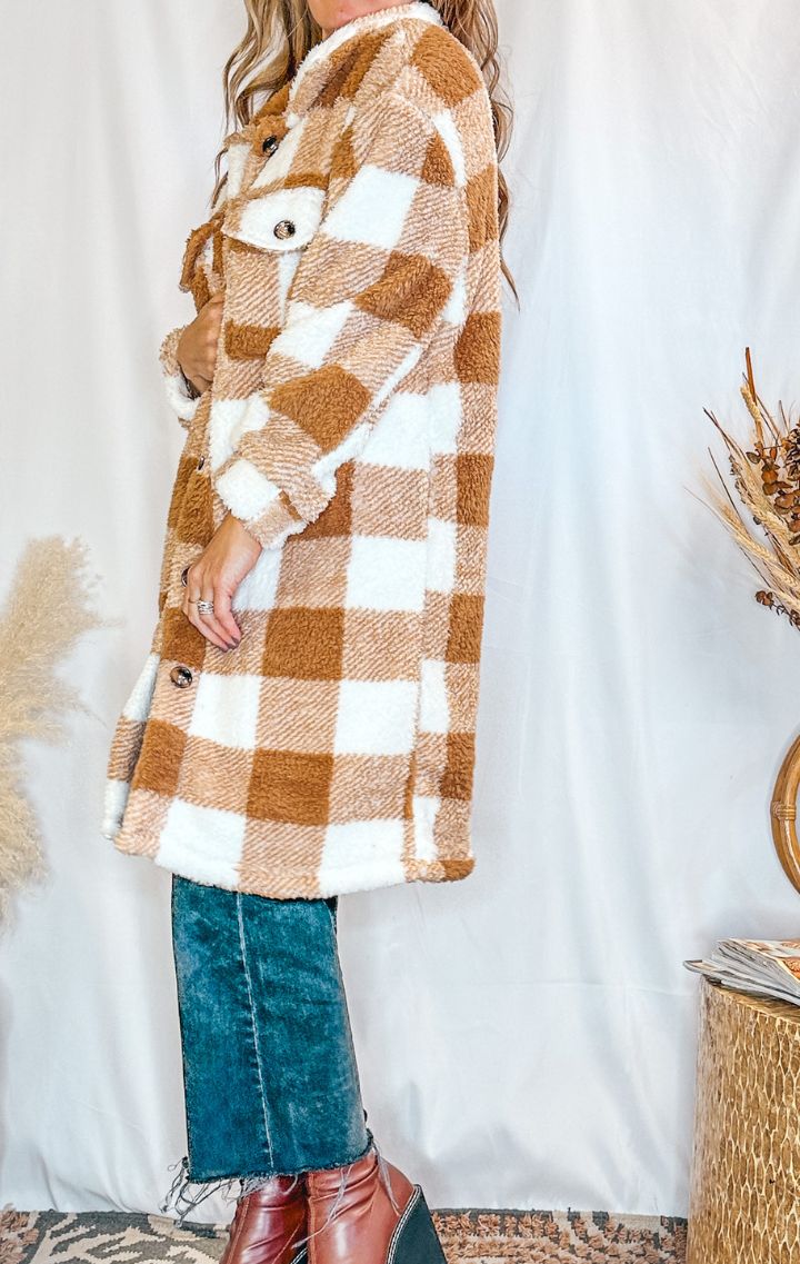 Plaid Sherpa Shacket - Wedges And Wide Legs Boutique