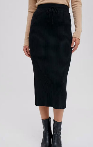 Ribbed Knit Midi Skirt - Wedges And Wide Legs Boutique