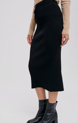Ribbed Knit Midi Skirt - Wedges And Wide Legs Boutique