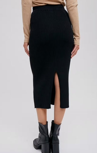 Ribbed Knit Midi Skirt - Wedges And Wide Legs Boutique