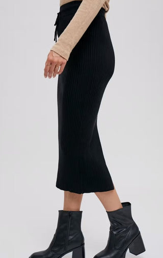 Ribbed Knit Midi Skirt - Wedges And Wide Legs Boutique