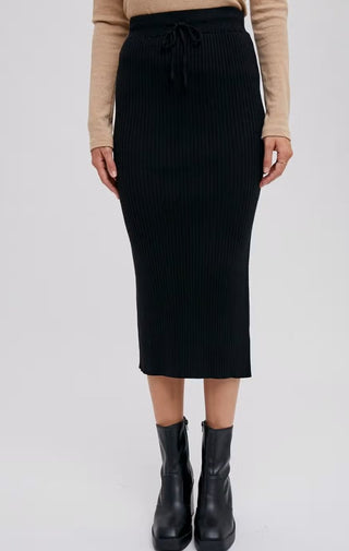 Ribbed Knit Midi Skirt - Wedges And Wide Legs Boutique