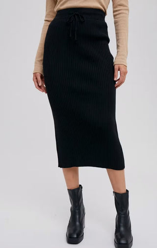 Ribbed Knit Midi Skirt - Wedges And Wide Legs Boutique