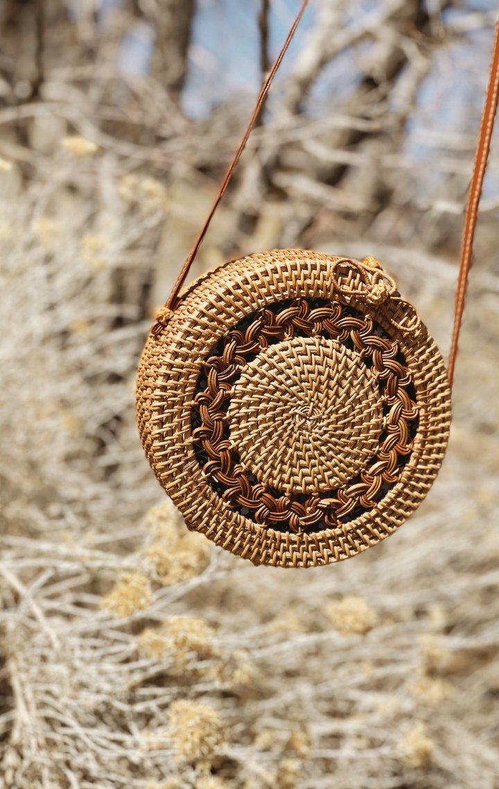 Ruby Rattan Round Handbag - Wedges And Wide Legs Boutique