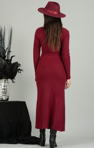 Sabrina Sweater Dress | Merlot - Wedges And Wide Legs Boutique