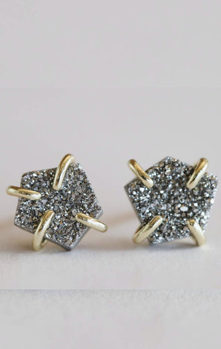 Silver Druzy Earring - Wedges And Wide Legs Boutique