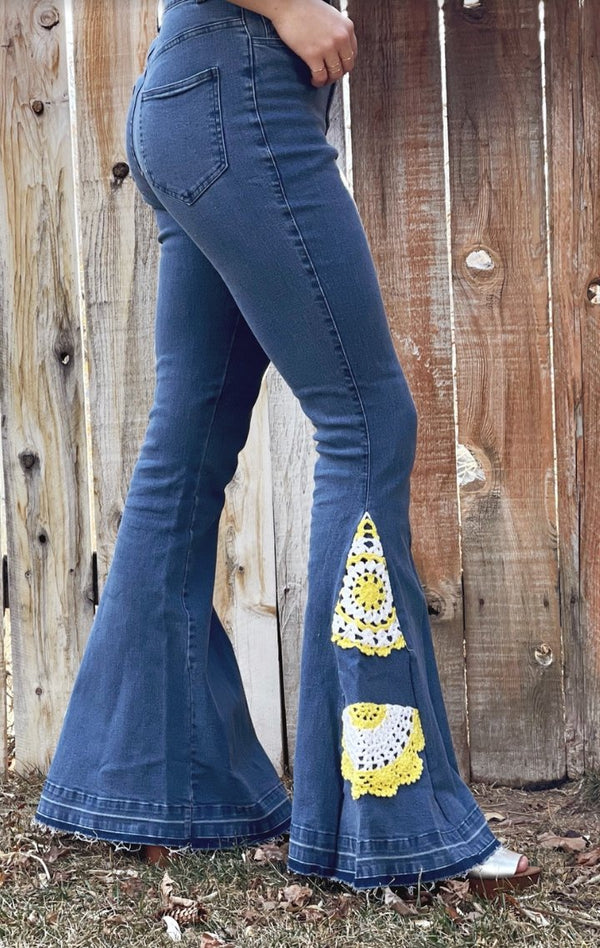 Sunshine Crochet Flares - Wedges And Wide Legs Boutique
