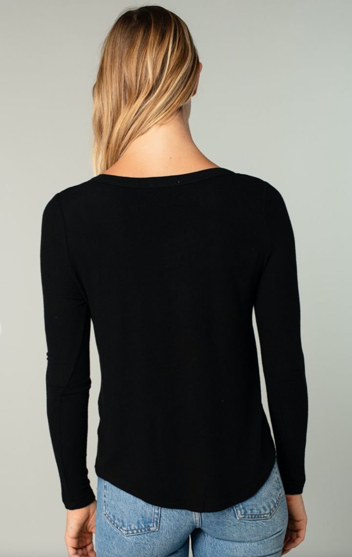 The Bamboo Henley | Black - Wedges And Wide Legs Boutique