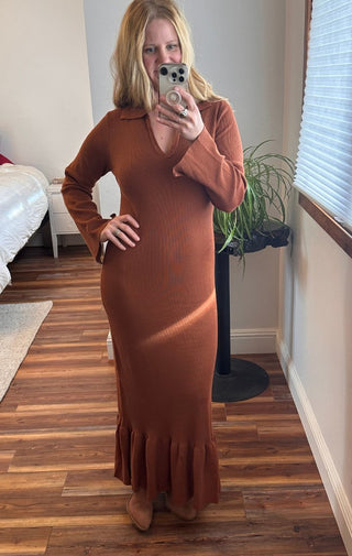 The Cinnamon Sweater Maxi Dress - Wedges And Wide Legs Boutique