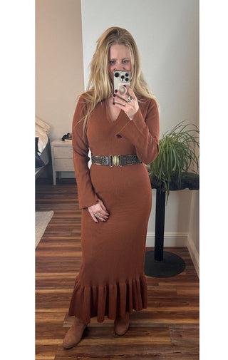 The Cinnamon Sweater Maxi Dress - Wedges And Wide Legs Boutique