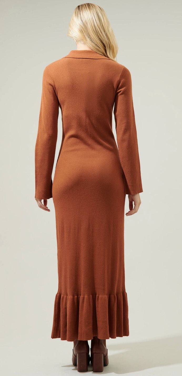 brown sweater maxi dress Taupe Side Slit Maternity Maxi Sweater Dress