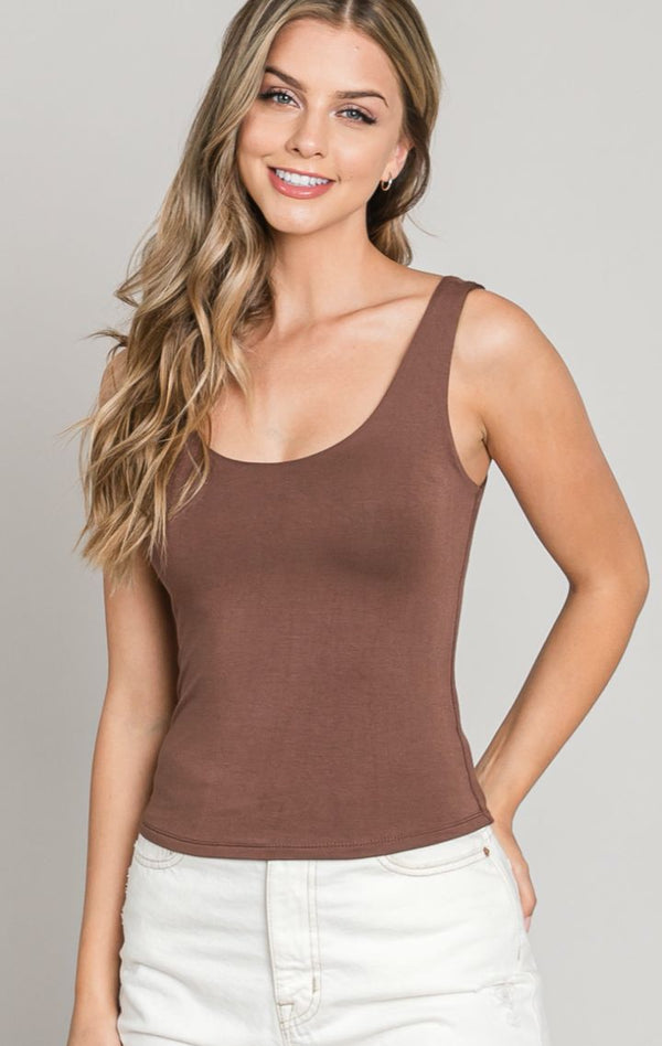 The Double Lined "IT" Tank Top | Brown - Wedges And Wide Legs Boutique
