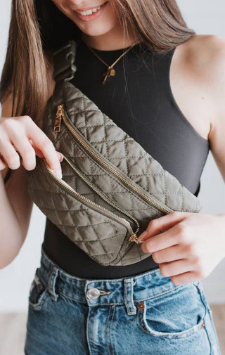 The Quilted Sling | Olive - Wedges And Wide Legs Boutique