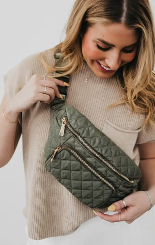 The Quilted Sling | Olive - Wedges And Wide Legs Boutique