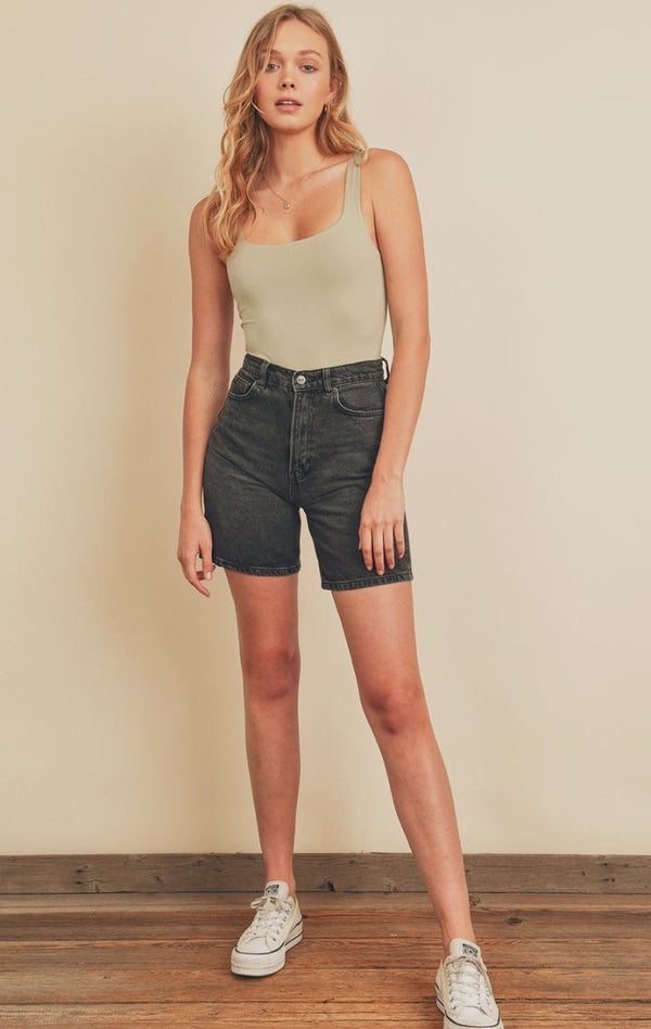 The Stella Square Neck Bodysuit | Sage - Wedges And Wide Legs Boutique