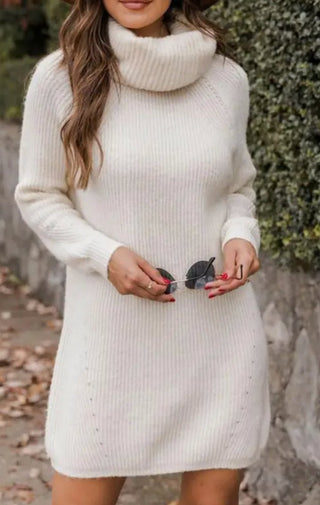 Turtleneck Knit Pullover Dress - Wedges And Wide Legs Boutique