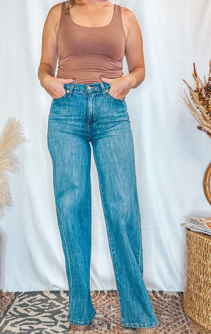 Ultra High Rise Causal Wide Leg Jeans - Wedges And Wide Legs Boutique